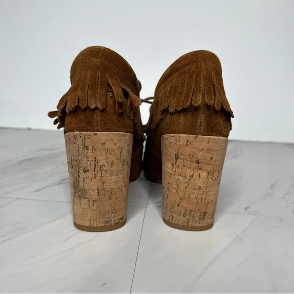 Tory Burch Huntington Fringe Brown Suede Beaded Bootie 5 1/2 M